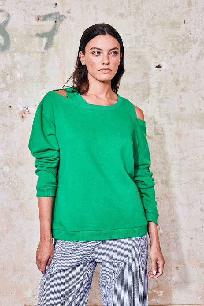 shop nu sweater chicago green van rae bij ik koop Belgisch conceptstore 'les belges', ruimste aanbod van Belgische damesmode