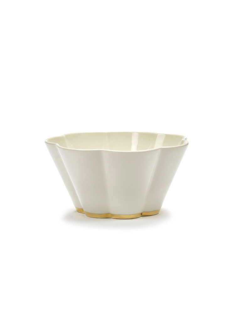 bowl geribbeld desiree wit/goud 