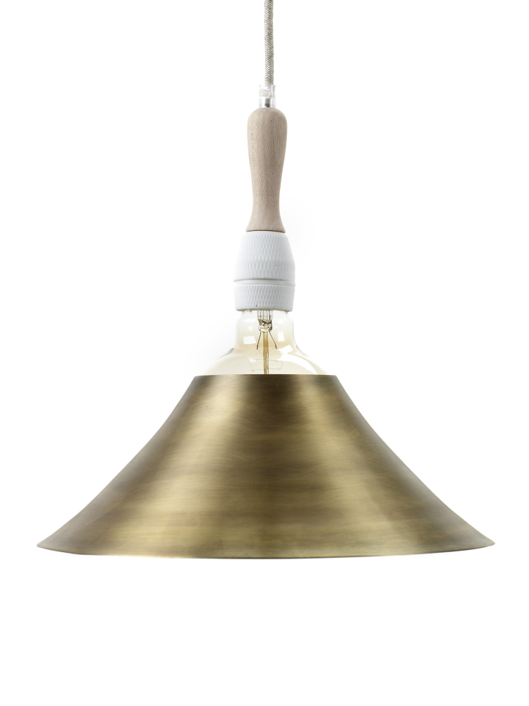 hanging lamp conical brass hollow by studio simple