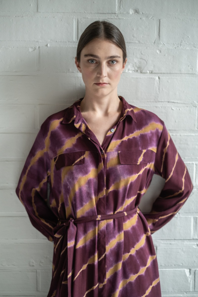 jurk stacey diagonal thin lines cassis