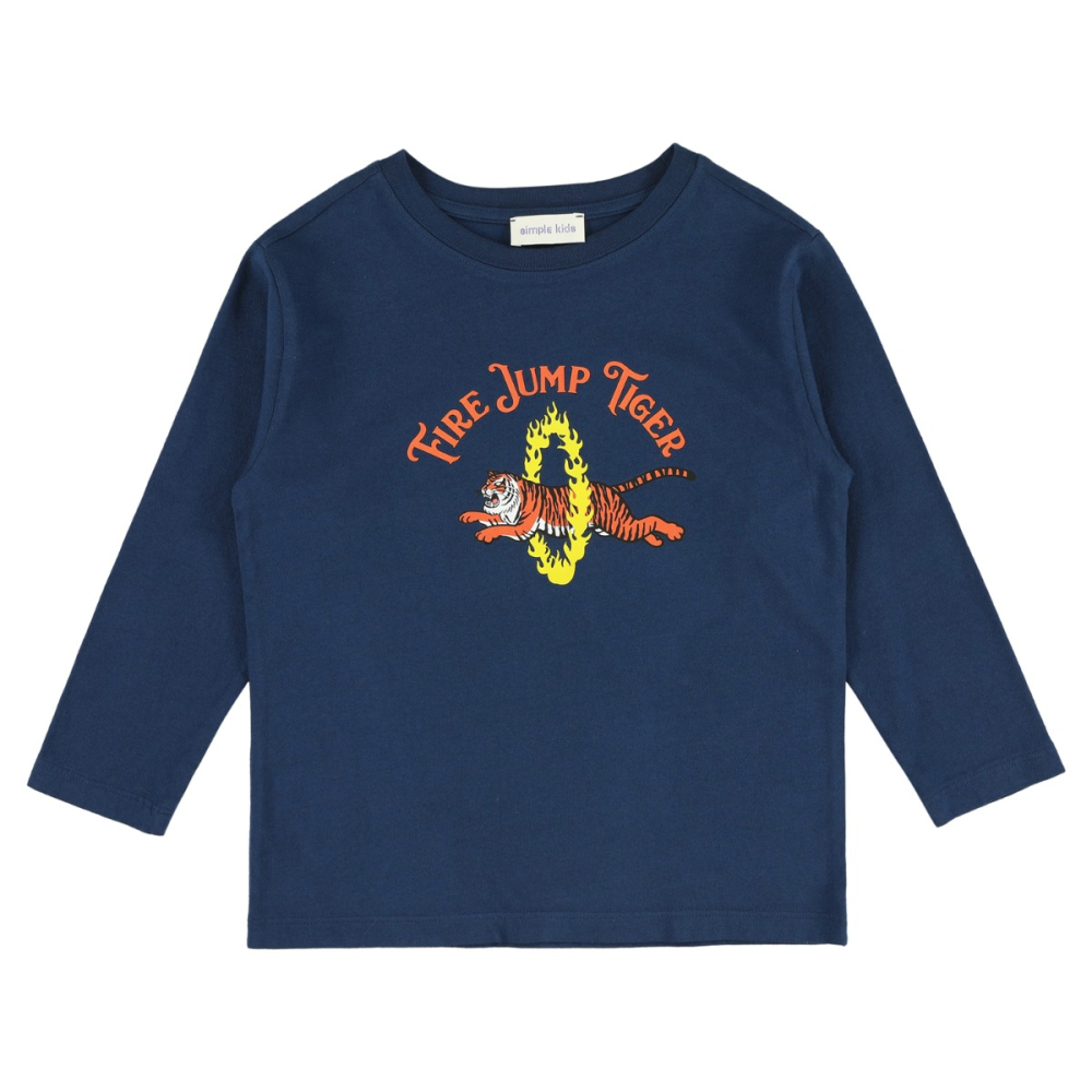 shop nu t-shirt fire blue van simple kids bij ik koop Belgisch conceptstore 'les belges', ruimste aanbod van Belgische kindermode