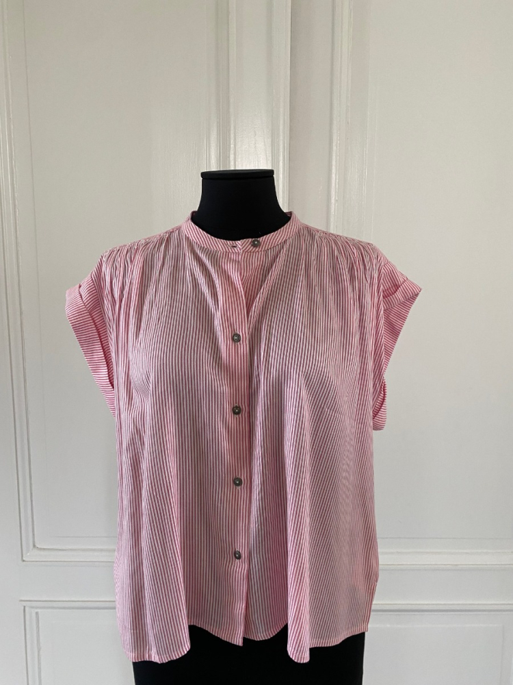 shop nu blouse greta  pink stripe van rae bij ik koop Belgisch conceptstore 'les belges', ruimste aanbod van Belgische damesmode