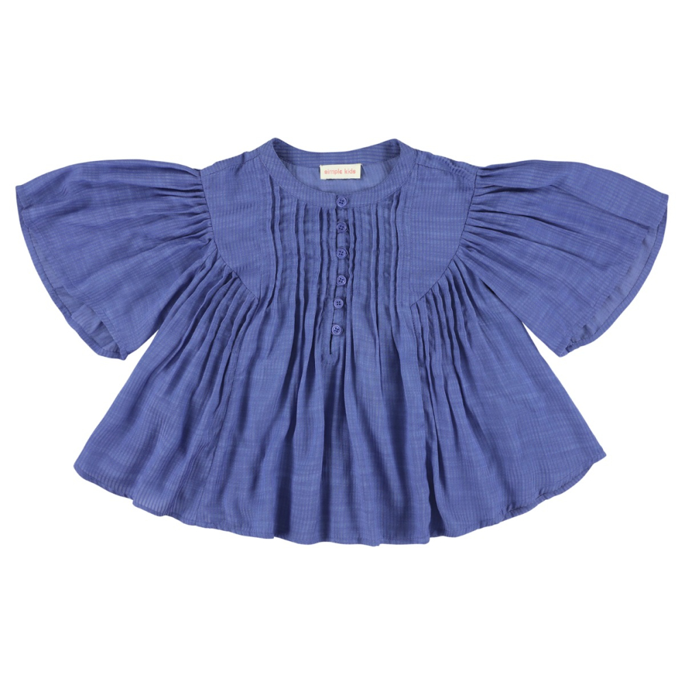shop nu blouse laos modrib blue van simple kids bij ik koop Belgisch conceptstore 'les belges', ruimste aanbod van Belgische kindermode