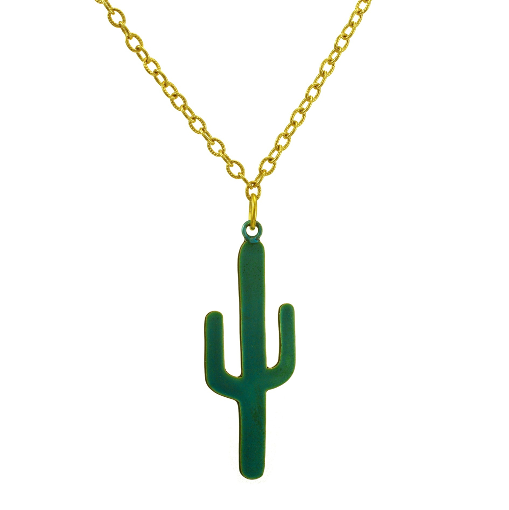 halsketting  cactus & star - candy teal + gold chain LAATSTE STUK