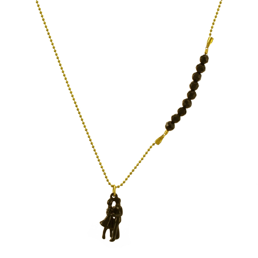 necklace dancing couple - black + gold necklace by atelier 11