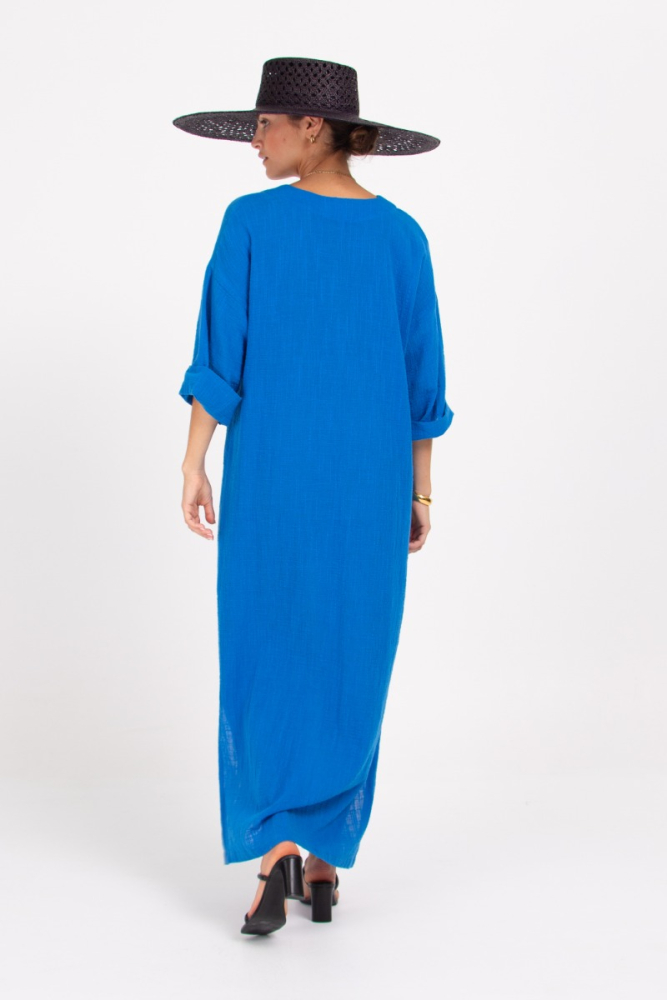 shop nu jurk bisma santorini blue van nathalie vleeschouwer bij ik koop Belgisch conceptstore 'les belges', ruimste aanbod van Belgische damesmode en kindermode