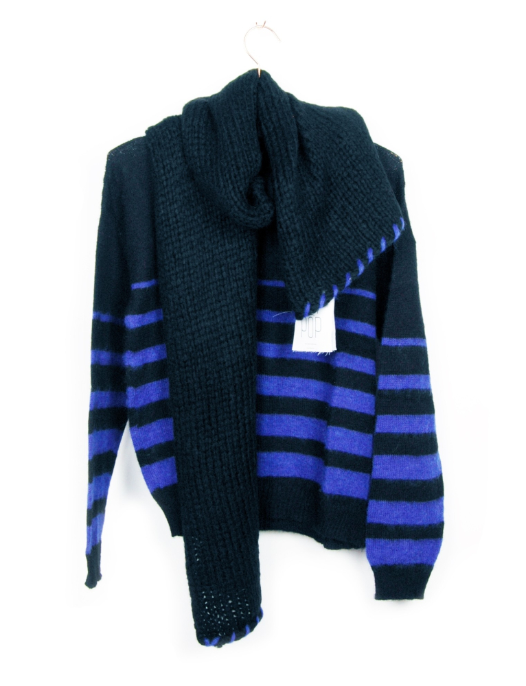 scarf griet black/electric blue by tricot pop