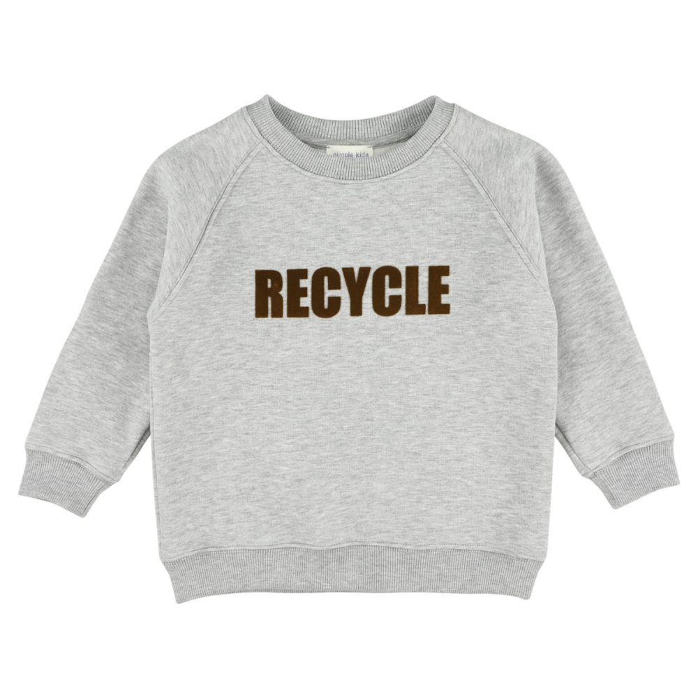 shop nu trui recycle grey van simple kids bij ik koop Belgisch conceptstore 'les belges', ruimste aanbod van Belgische kindermode