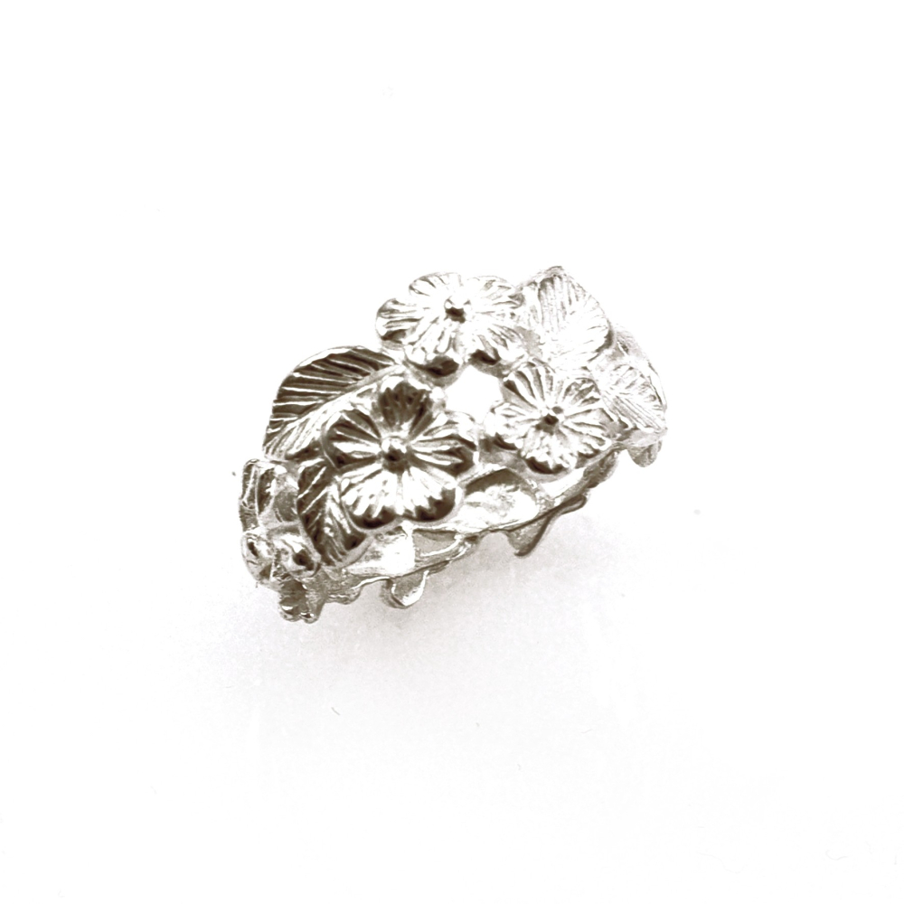 ring frogs & flowers - silver - 55 