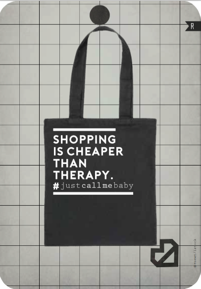 wenskaart shopping is cheaper than therapy van ontwerpbuffet rozet