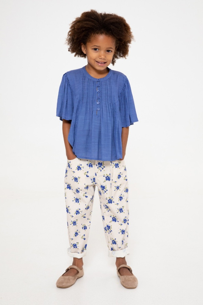 shop nu blouse laos modrib blue van simple kids bij ik koop Belgisch conceptstore 'les belges', ruimste aanbod van Belgische kindermode