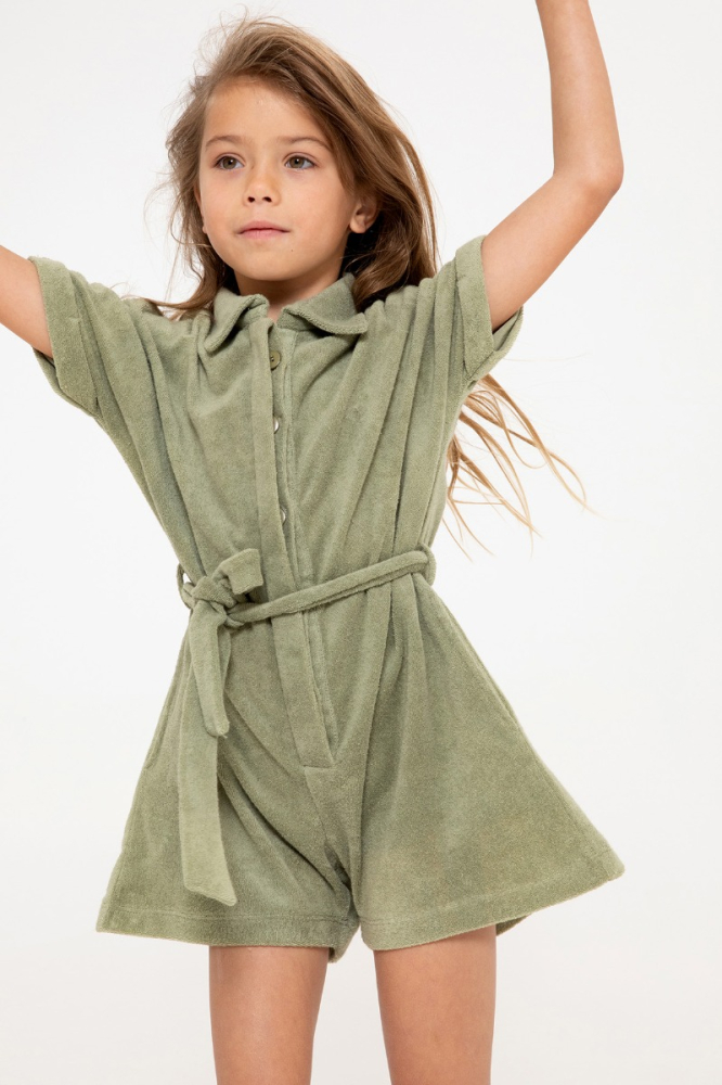 shop nu jumpsuit states towel junior olive van simple kids bij ik koop Belgisch conceptstore 'les belges', ruimste aanbod van Belgische kindermode