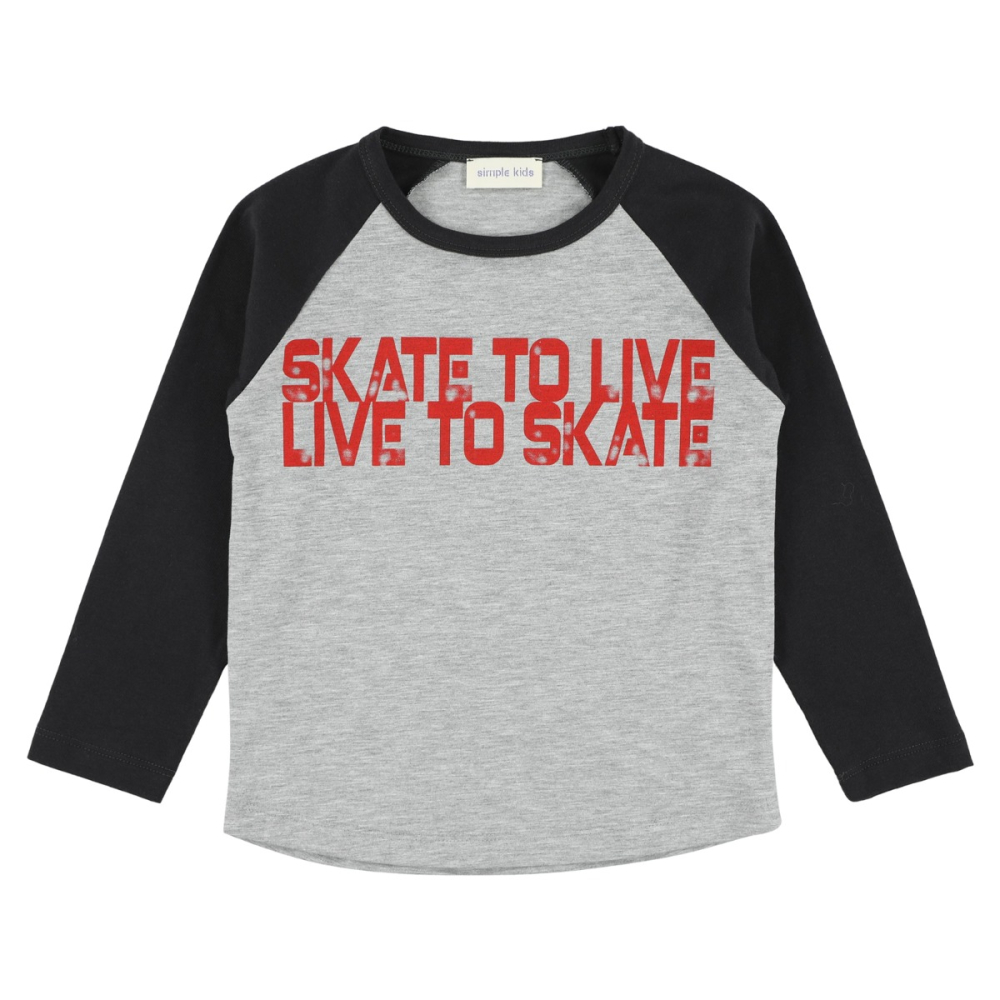 shop nu t-shirt skate flanelle van simple kids bij ik koop Belgisch conceptstore 'les belges', ruimste aanbod van Belgische kindermode