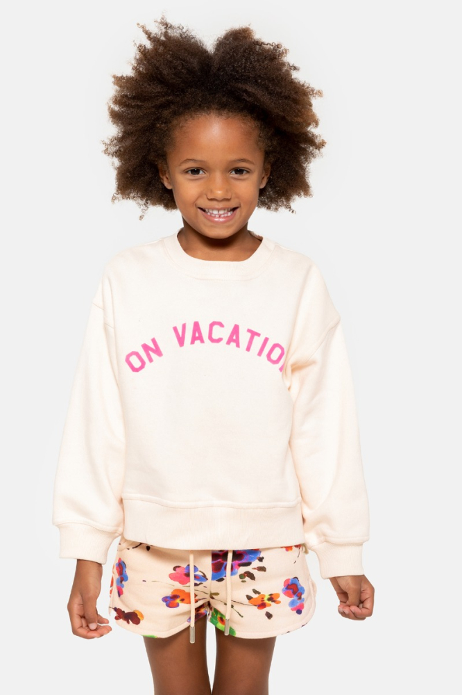shop nu sweater vacation cream van simple kids bij ik koop Belgisch conceptstore 'les belges', ruimste aanbod van Belgische kindermode