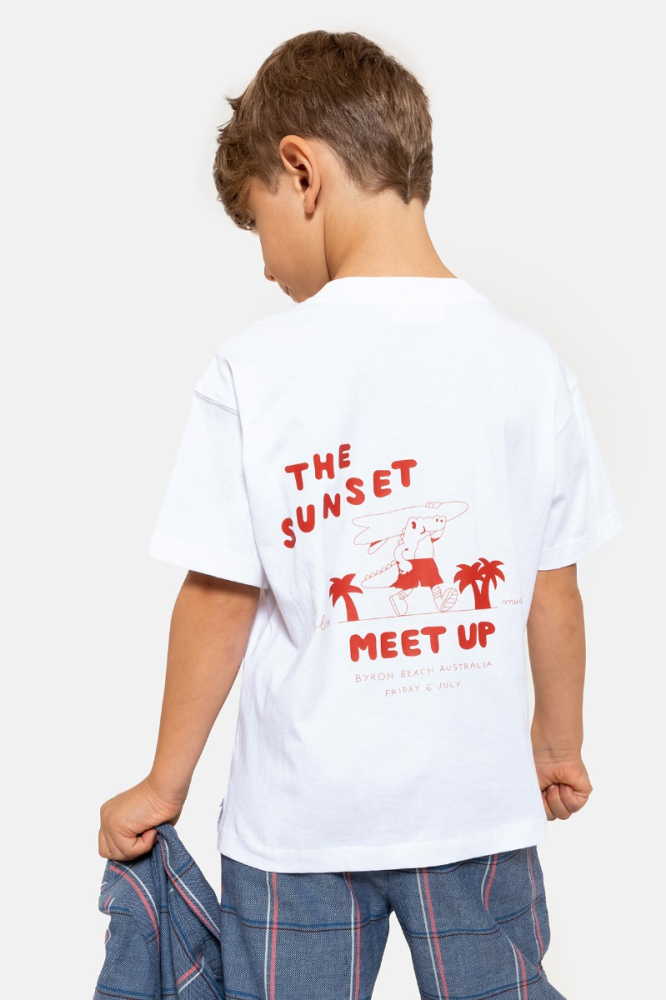 shop nu t-shirt sunset white van simple kids bij ik koop Belgisch conceptstore 'les belges', ruimste aanbod van Belgische kindermode