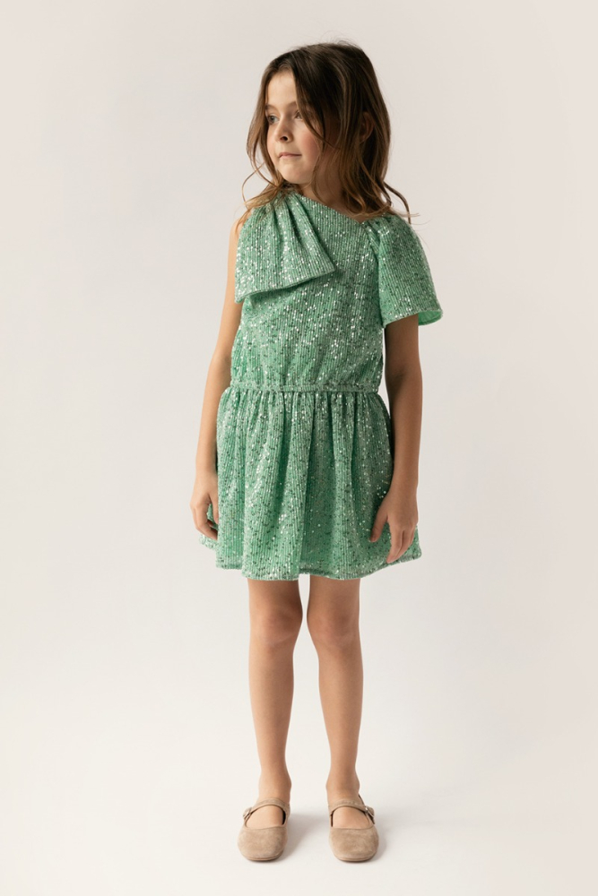 shop nu jurk blossom sequin mint van simple kids bij ik koop Belgisch conceptstore 'les belges', ruimste aanbod van Belgische kindermode