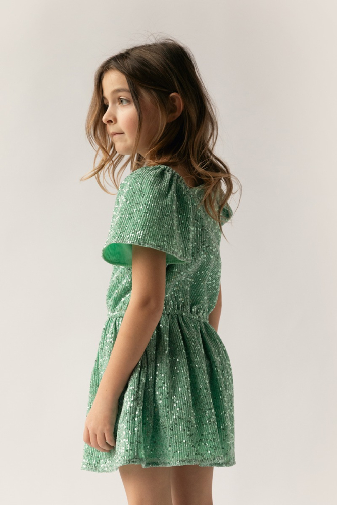 shop nu jurk blossom sequin mint van simple kids bij ik koop Belgisch conceptstore 'les belges', ruimste aanbod van Belgische kindermode
