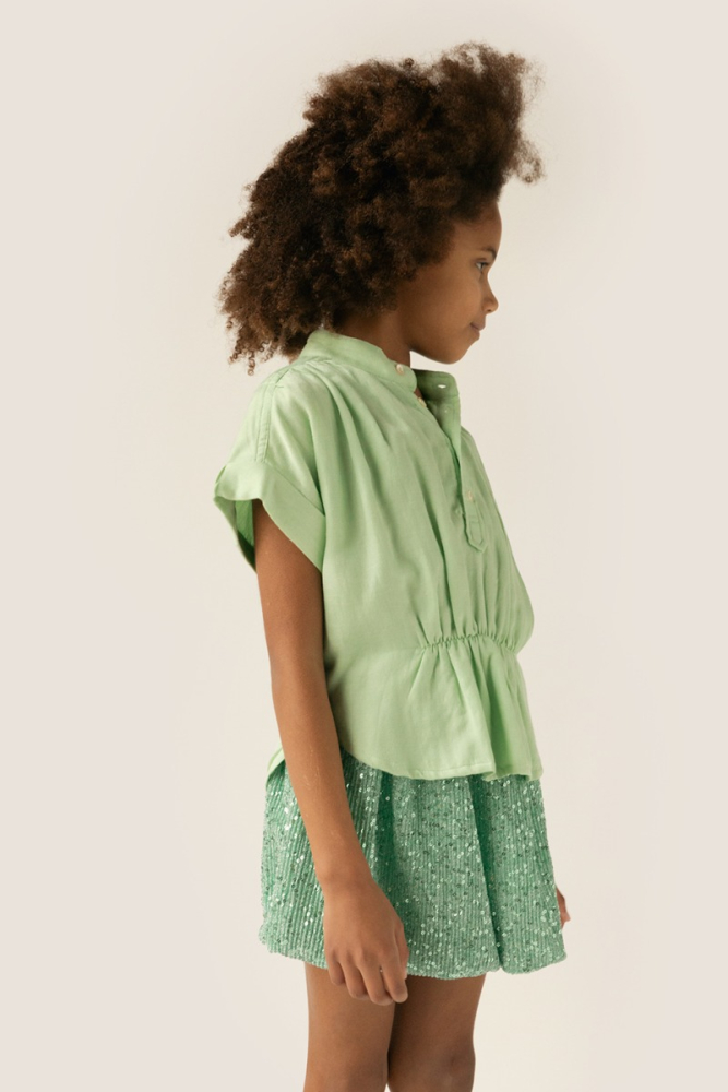 shop nu blouse pez dobby mint van simple kids bij ik koop Belgisch conceptstore 'les belges', ruimste aanbod van Belgische kindermode