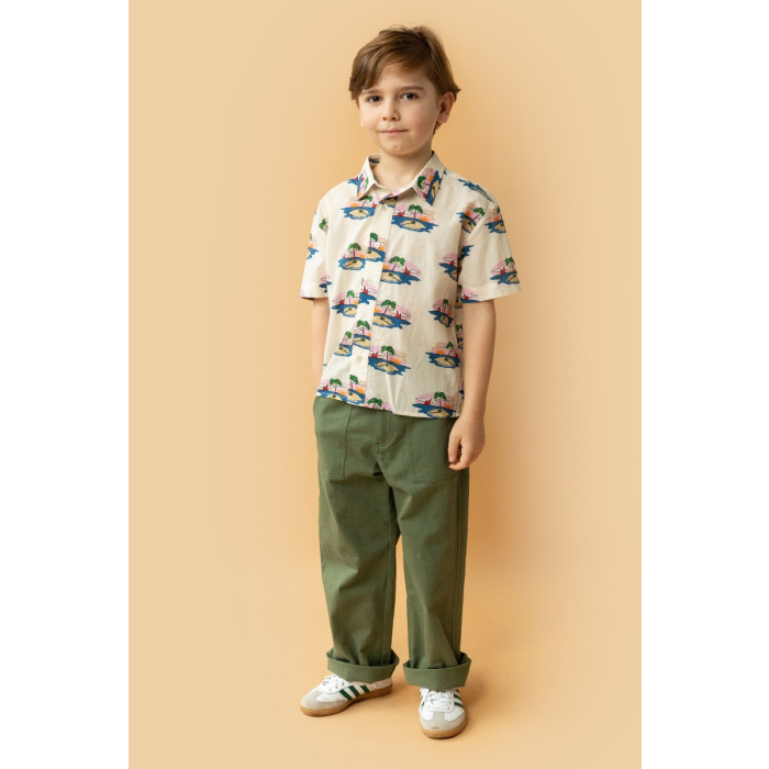 shop nu broek porridge twill kaki van simple kids bij ik koop Belgisch conceptstore 'les belges', ruimste aanbod van Belgische kindermode