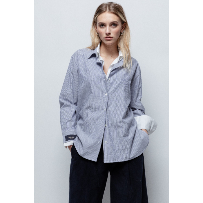 shop nu blouse double blue van mel bij ik koop Belgisch conceptstore 'les belges', ruimste aanbod van Belgische damesmode